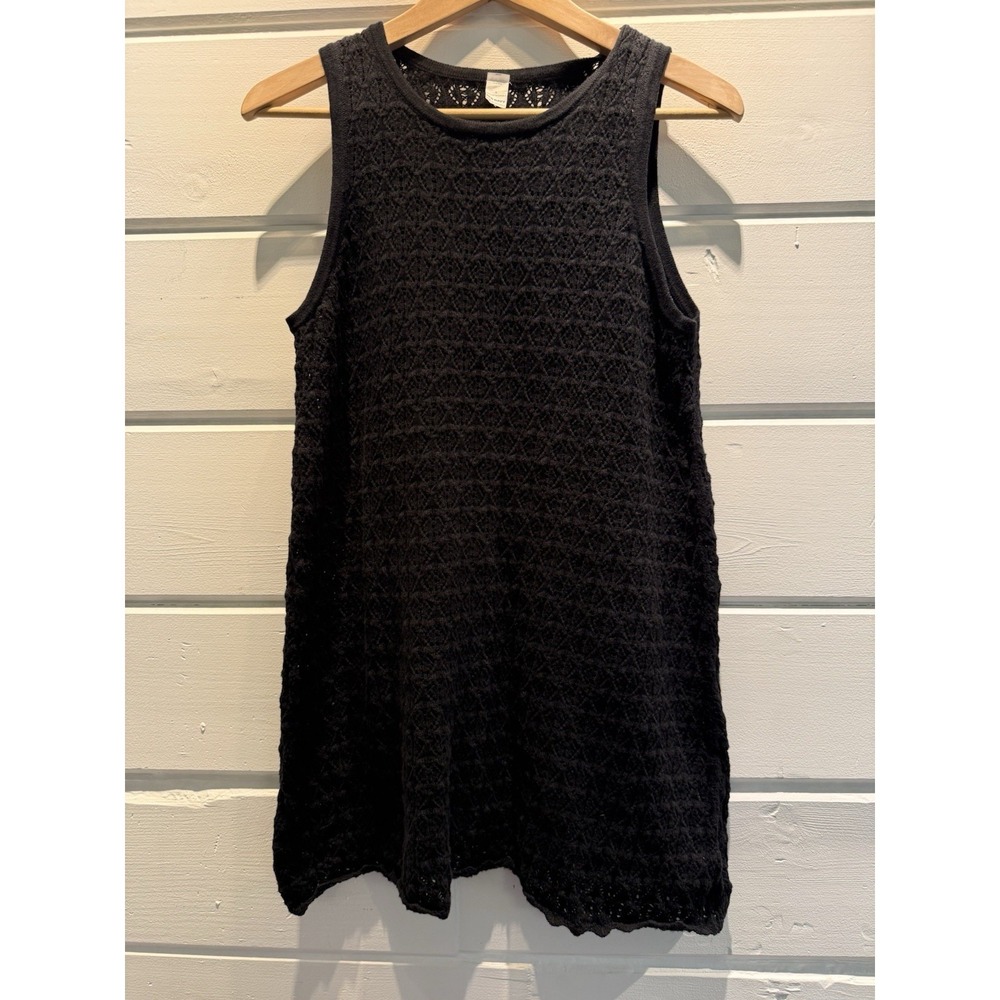 Old Navy Crochet Midi Dress Women's Large Black Coverup Tank Open Knit - Picture 3 of 10